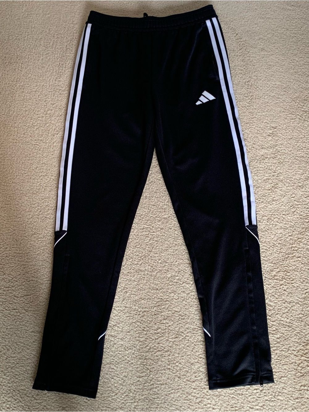 adidas Black Track Joggers with White Side Stripes
